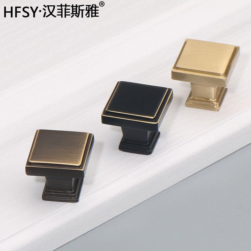 Solid Brass Square Cabinet Pulls & Knobs - Black Finish Hardware - #2 Coffee / 1pc