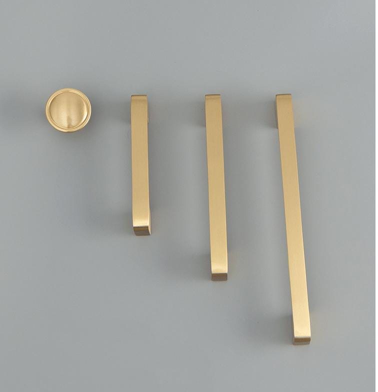 Modern Classic Style Solid Brass Cabinet Handles Knobs Gold Black Drawer Pulls Soft Edges Kitchen Dresser Furniture Hardware Makeovers