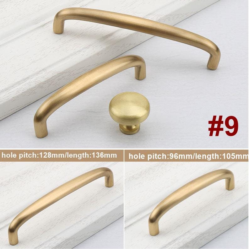 Vintage Style Curved Solid Brass Cabinet Handles Knobs Classic Retro Drawer Pulls Gold Finish Ring Dome Arch Designs Kitchens Furniture