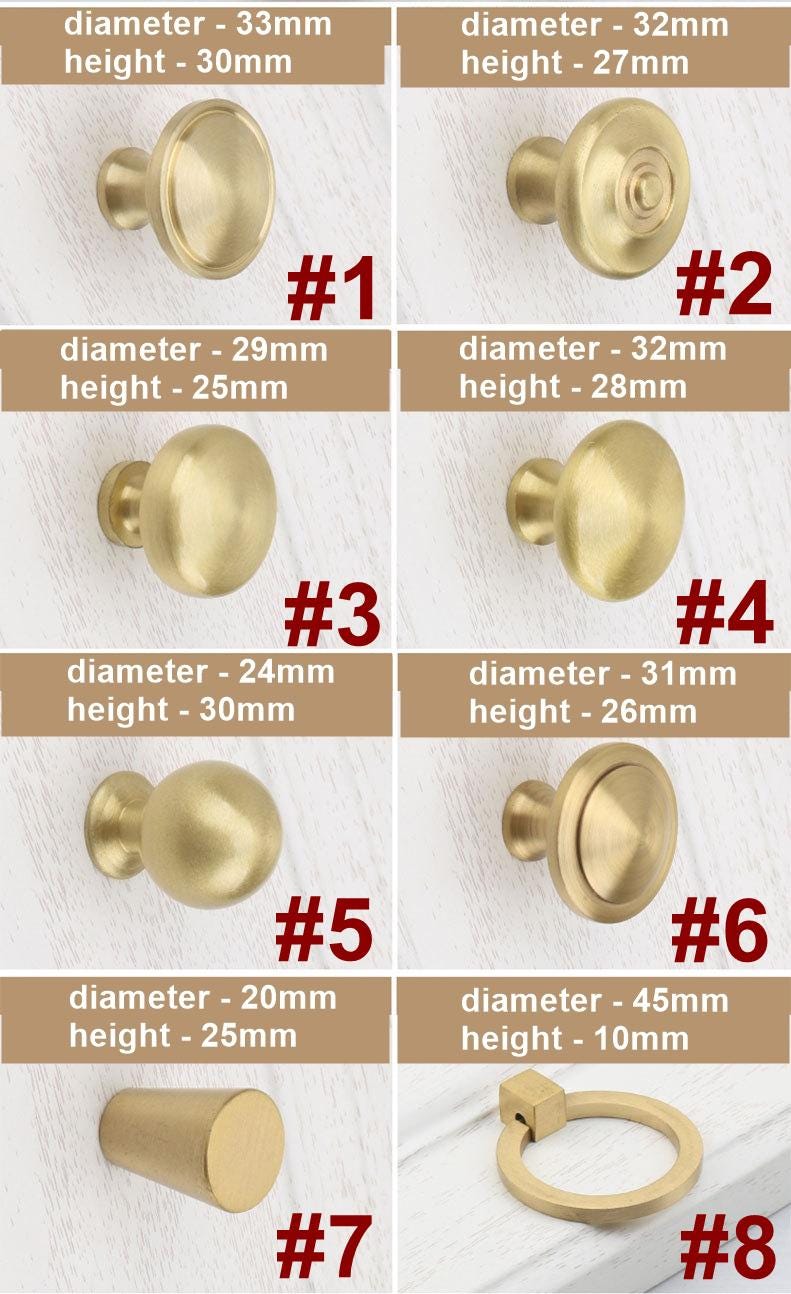 Vintage Style Curved Solid Brass Cabinet Handles Knobs Classic Retro Drawer Pulls Gold Finish Ring Dome Arch Designs Kitchens Furniture