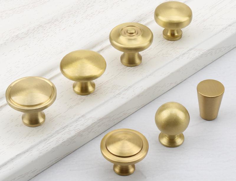 Vintage Style Curved Solid Brass Cabinet Handles Knobs Classic Retro Drawer Pulls Gold Finish Ring Dome Arch Designs Kitchens Furniture