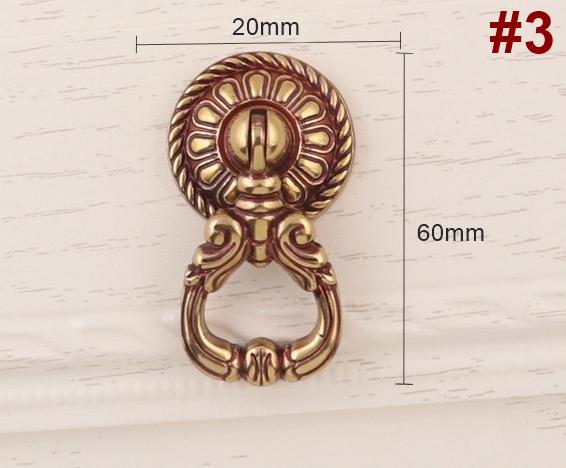 Vintage Baroque Style Solid Brass Cabinet Knobs Drop Ring Pulls Ornate Gold Black Handles Floral Rosette Design Antique Classic Furniture