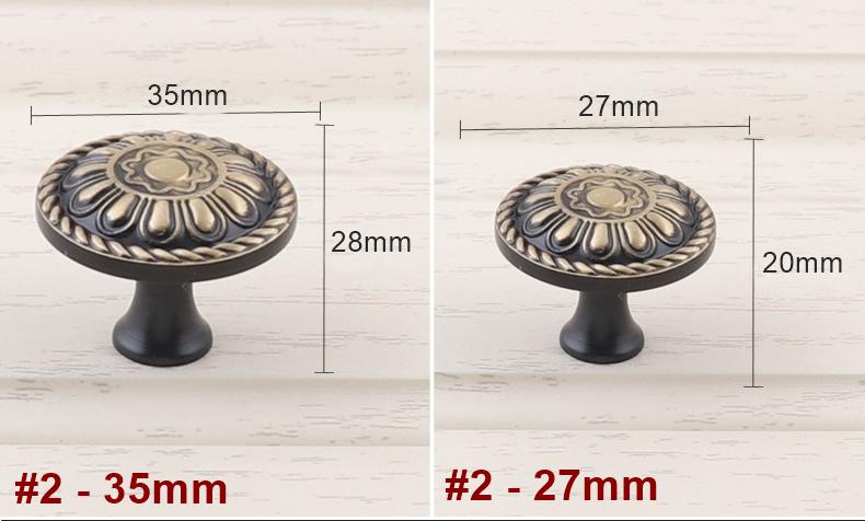 Vintage Baroque Style Solid Brass Cabinet Knobs Drop Ring Pulls Ornate Gold Black Handles Floral Rosette Design Antique Classic Furniture