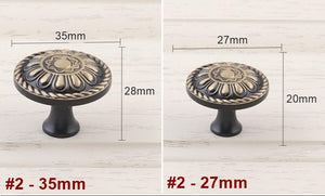 Solid Brass Floral Cabinet Ring Pulls - Black Finish for Cabinets - #1 Rose Gold / 1pc