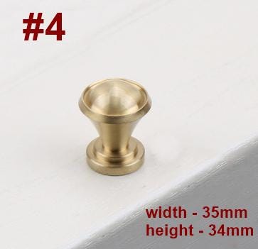 Brushed Solid Brass Cabinet Handles Knobs Modern Minimalist Drawer Pulls Flat Bars Cone Knobs Ring Drop Designs Kitchen Dresser Furniture