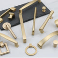 Solid Brass Square Cabinet Pulls & Knobs - Brushed Gold Finish - #1 / 1pc