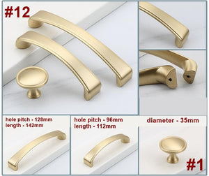 Solid Brass Square Cabinet Pulls & Knobs - Brushed Gold Finish - #2 / 1pc