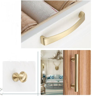Solid Brass Square Cabinet Pulls & Knobs - Brushed Gold Finish - #9 - 128mm / 1pc