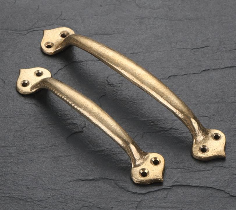 Vintage Industrial Solid Brass Cabinet Pull Handles Rustic Cast Brass Black Drawer Pulls Raw Texture Farmhouse Loft Antique Furniture