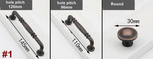 Solid Brass Round Cabinet Pulls & Knobs - Matte Gold Finish Hardware - #1 Round Black / 1pc