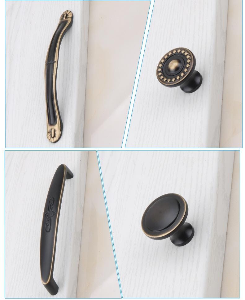 Solid Brass Round Cabinet Pulls & Knobs - Black Finish for Cabinets - #3 - 128mm / 1pc