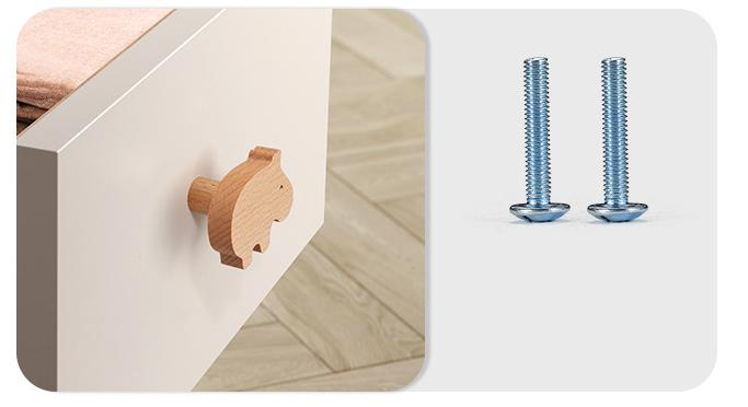 Wooden Animal Nature Cabinet Knobs Kids Montessori Style Drawer Pulls Beech Wood Elephant Whale Bunny Star Cloud Shapes Nursery Furniture
