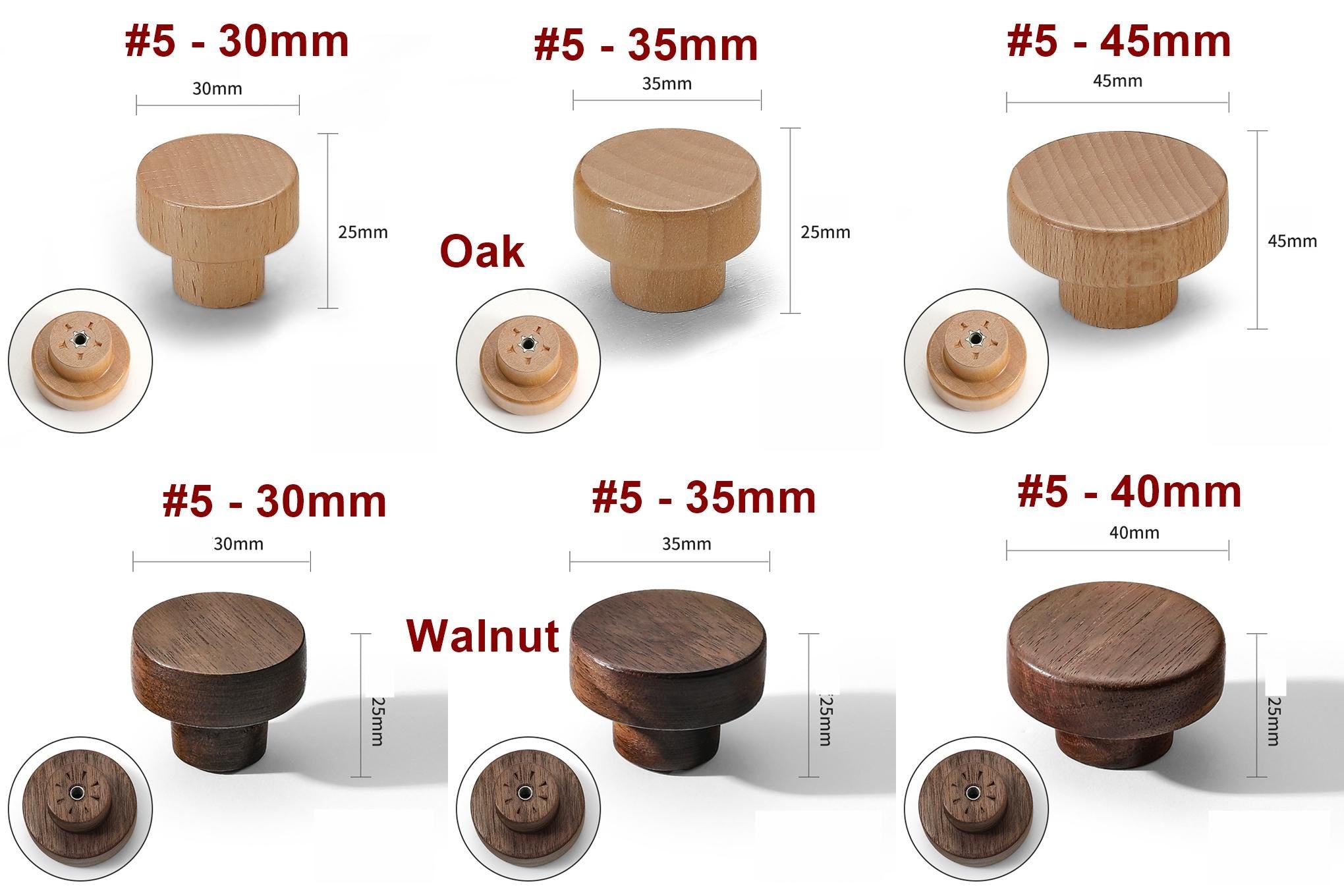 Wood Round Cabinet Pulls & Knobs - Minimalist Decorative Hardware - #2 - 48mm / 1pc