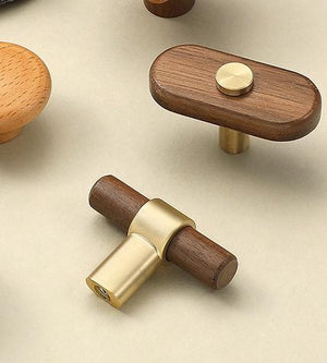 Wood Square Cabinet Pulls & Knobs - Mid-Century Furniture Hardware - #5 Walnut / 1pc