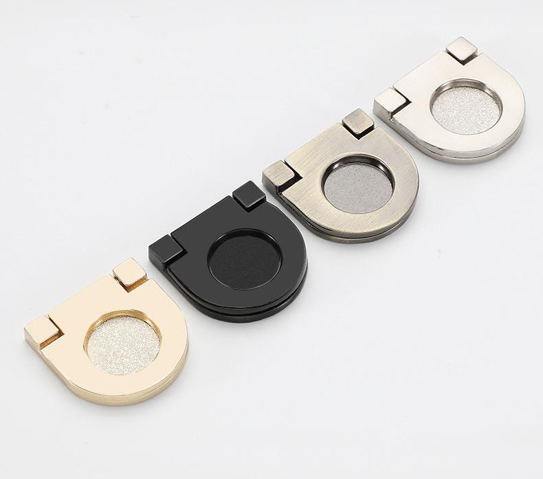 Recessed Folding Metal Cabinet Handles Modern Minimalist Drawer Pulls Black Nickel Bronze Gold Kitchen Office Dresser Hidden Flush Furniture