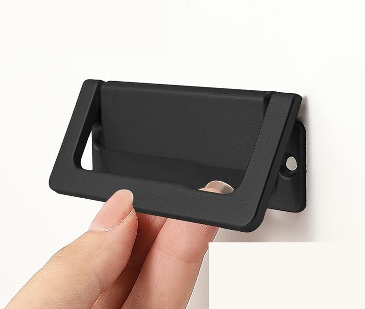 Modern Recessed Flip Metal Drawer Pull Handles Minimalist Industrial Flush Cabinet Hardware Black Gold White Kitchen Office RV Hidden
