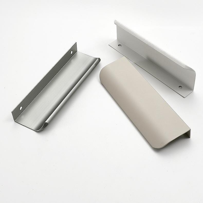 Modern L-Shaped Edge Profile Metal Cabinet Handles Minimalist Flush Drawer Pulls Beige Olive White Grey Scandinavian Loft Kitchen Furniture
