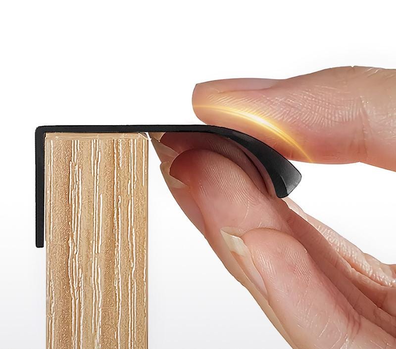 Modern L-Shaped Edge Profile Metal Cabinet Handles Minimalist Flush Drawer Pulls Beige Olive White Grey Scandinavian Loft Kitchen Furniture