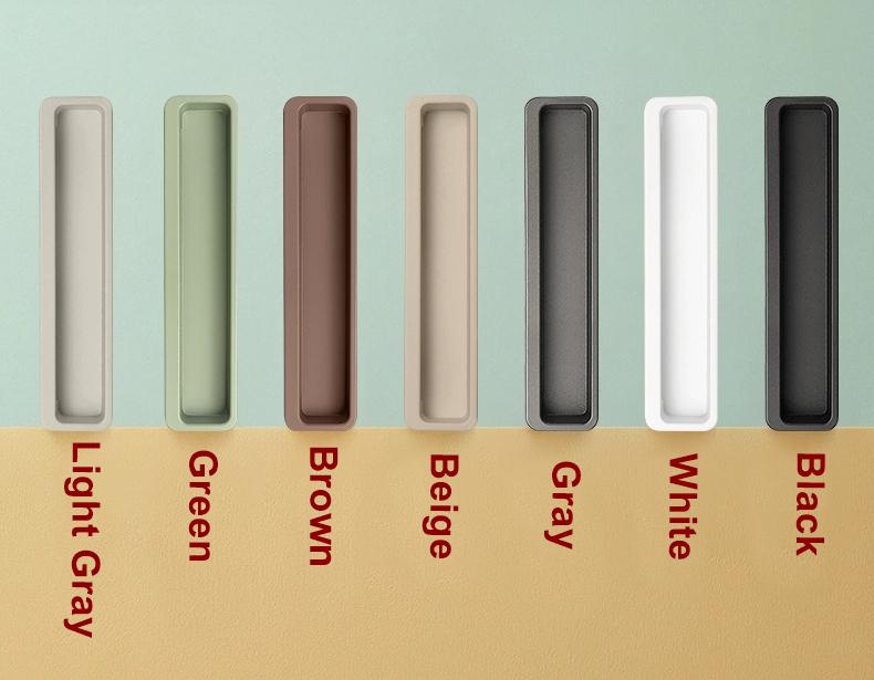 Minimalist Recessed Rectangular Metal Cabinet Handles Flush Modern Drawer Pulls Black White Grey Beige Brown Olive Scandinavian Furniture