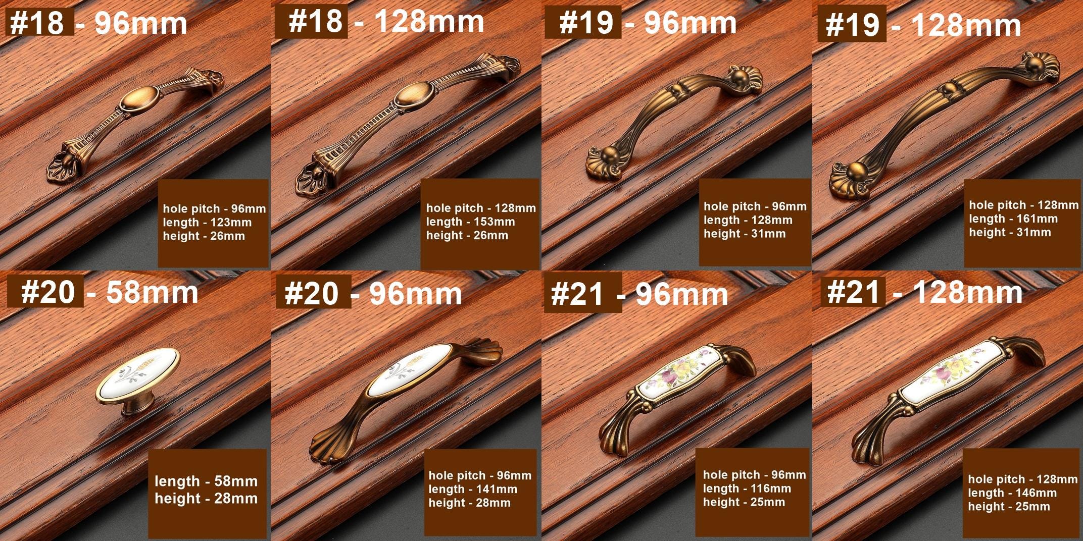 Alloy Floral Cabinet Pulls & Knobs - Bronze Finish for Wardrobes - #6 / 1pc