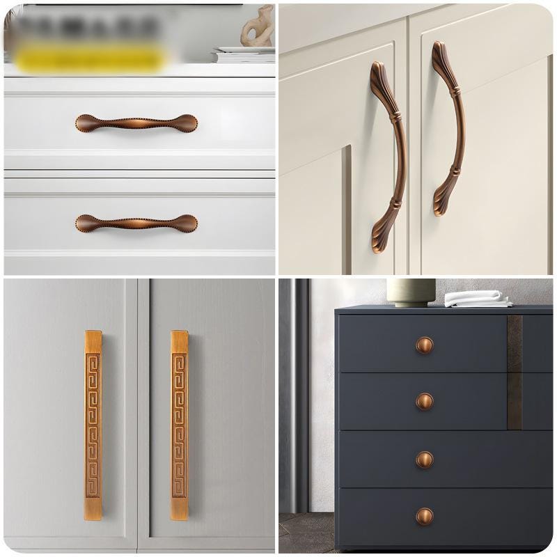 Alloy Floral Cabinet Pulls & Knobs - Bronze Finish for Wardrobes - #9 - 96mm / 1pc
