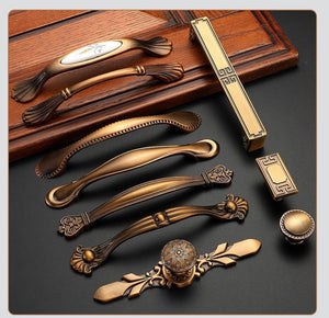 Alloy Floral Cabinet Pulls & Knobs - Bronze Finish for Wardrobes - #1 / 1pc