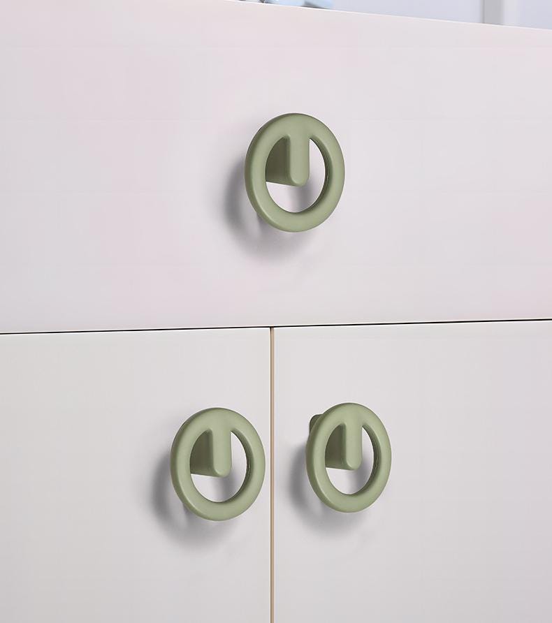 Modern Pastel Matte Cabinet Handles Metal Mid-Century Japandi Scandinavian Drawer Pulls Olive Green Beige Grey White Kitchen Furniture