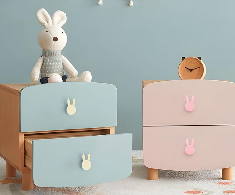 Colorful Scandinavian Kids Room Animal Metal Drawer Pulls Cute Pastel Bunny Butterfly Handles Nursery Furniture Cabinets Dressers Closets
