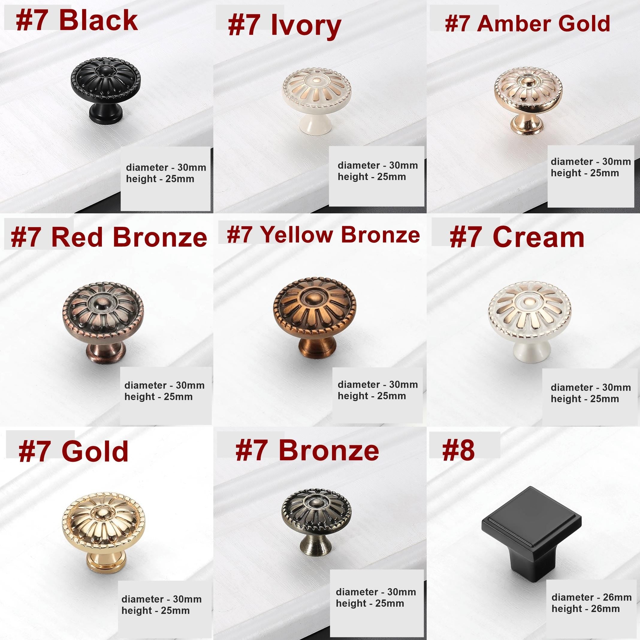 Alloy Square Cabinet Ring Pulls - Matte Gold Finish for Wardrobes - #2 Black / 1pc