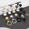 Alloy Square Cabinet Ring Pulls - Matte Gold Finish for Wardrobes - #1 Black / 1pc