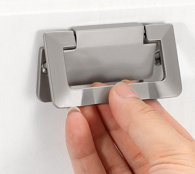 Modern Recessed Metal Cabinet Pulls Geometric Zinc Alloy Drawer Handles Kitchen Wardrobe Office Furniture Minimalist Metal Finger Pulls