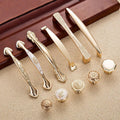 Luxury Classic Metal Cabinet Handles Gold Drawer Knobs Pulls Ornate Patterns Pearl Inlay Dressers Wardrobes Buffets Furniture