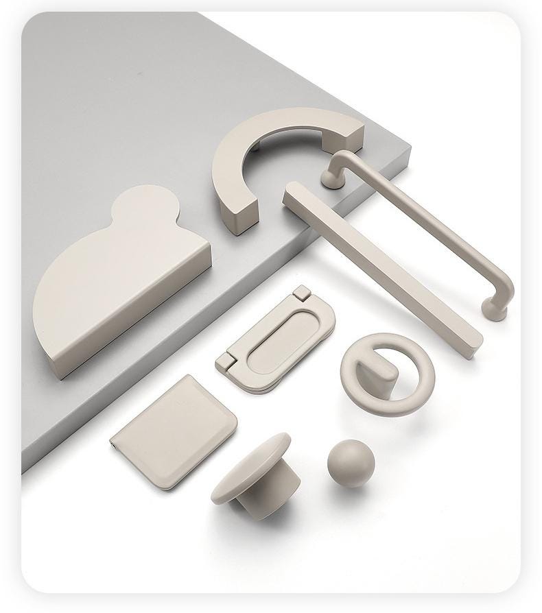 Minimalist Furniture Metal Handles Pastel Grey Cabinet Knobs Drawer Pulls Geometric Modern Wardrobes Dressers Drawers Kitchen Cabinets