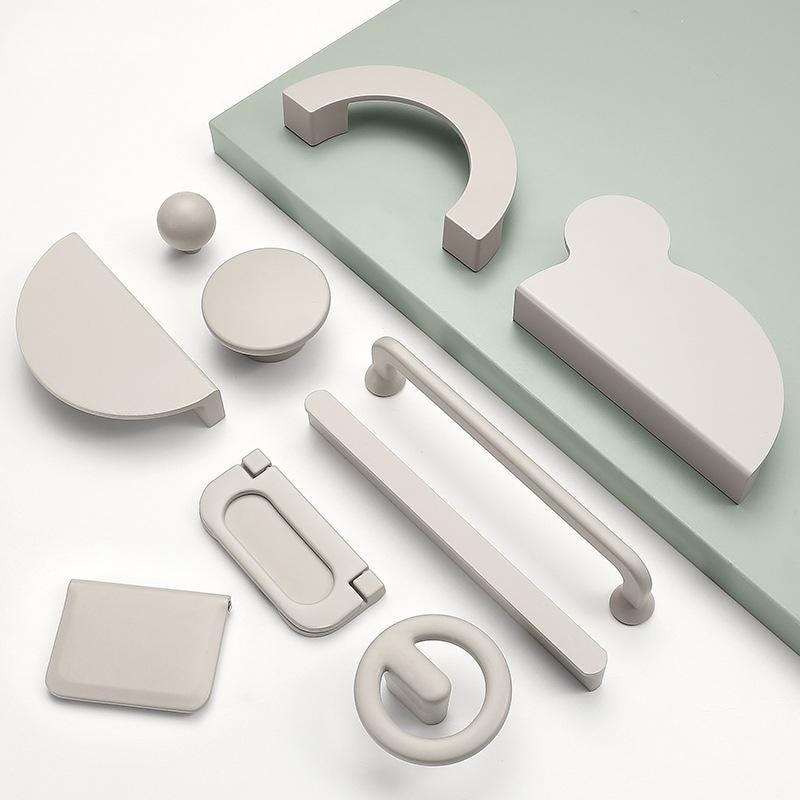 Minimalist Furniture Metal Handles Pastel Grey Cabinet Knobs Drawer Pulls Geometric Modern Wardrobes Dressers Drawers Kitchen Cabinets