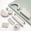 Minimalist Furniture Metal Handles Pastel Grey Cabinet Knobs Drawer Pulls Geometric Modern Wardrobes Dressers Drawers Kitchen Cabinets