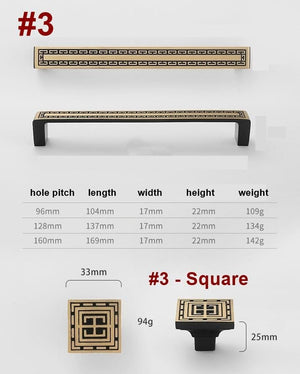Solid Brass Geometric Cabinet Pulls & Knobs - Antique Bronze Finish - #1 Brass - 160mm / 1pc
