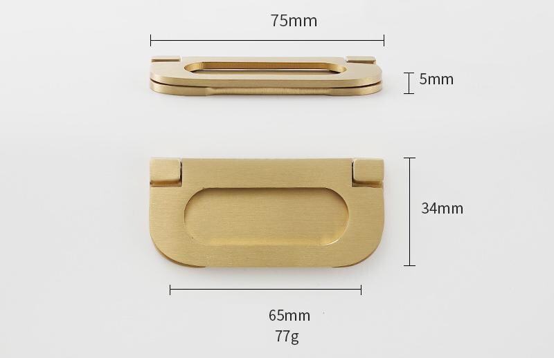 Modern Minimalist Flush Solid Brass Pull Handles Sleek Recessed Drawer Pulls Black Bronze Gold Chrome Cabinets Wardrobes Office Furniture