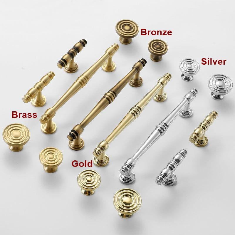 Classic Victorian Solid Brass Cabinet Pull Handles Elegant Gold Chrome Bronze Drawer Knobs Vintage Kitchen Dresser Traditional Furniture