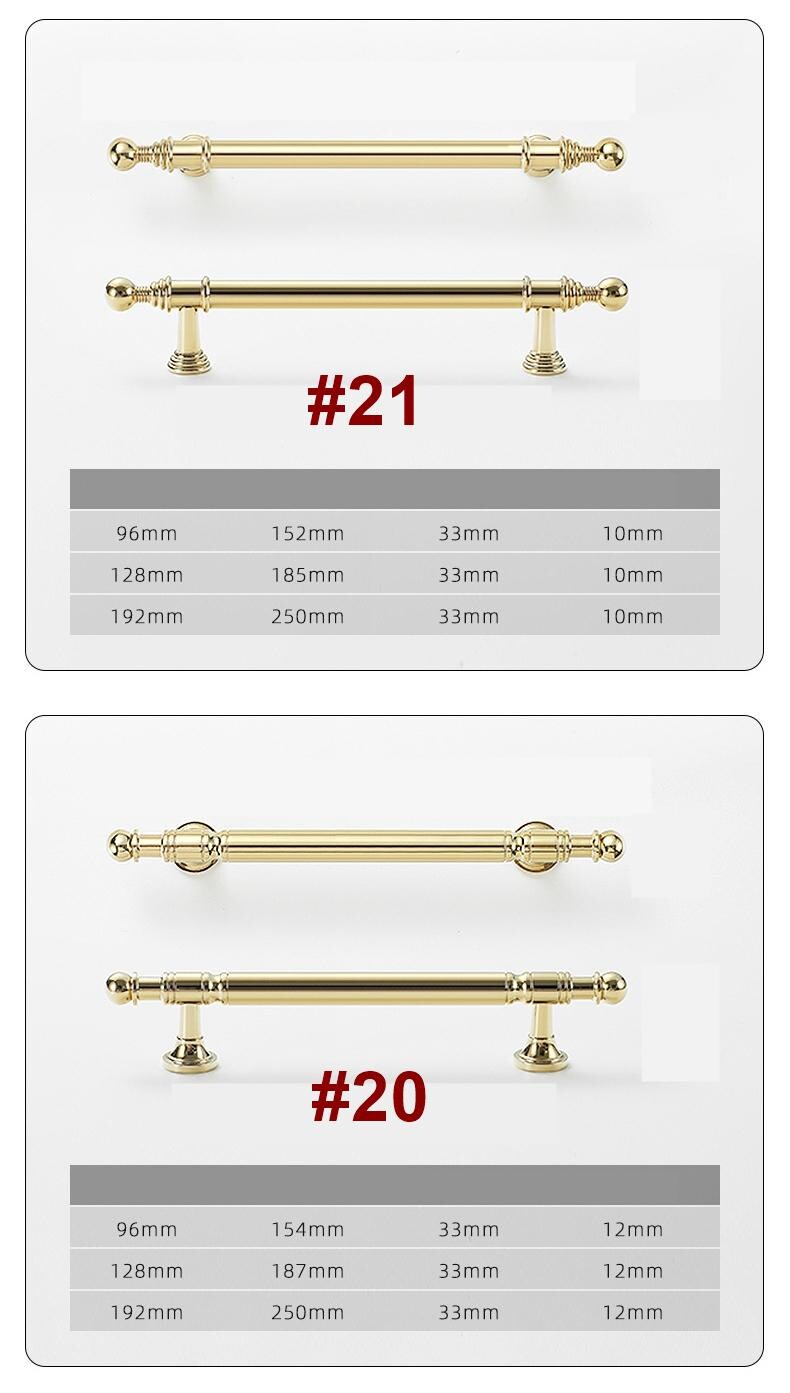 Modern Art Deco Gold Solid Brass Cabinet Knobs Elegant Minimalist Geometric Drawer Pull Handles Kitchen Dresser Wardrobe Bathroom Cabinets
