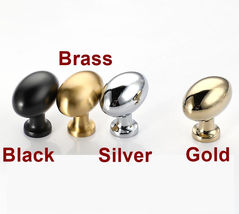 Modern Solid Brass Oval Cabinet Knobs Matte Gold Polished Gold Chrome Black Finishes Kitchen Closet Drawer Dresser Nightstand Furniture