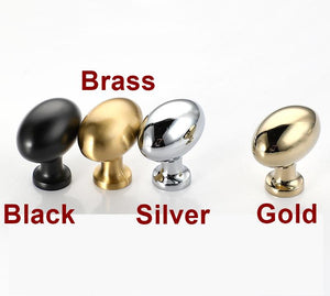 Solid Brass Minimalist Cabinet Pulls & Knobs - Matte Gold Finish - Silver / 1pc