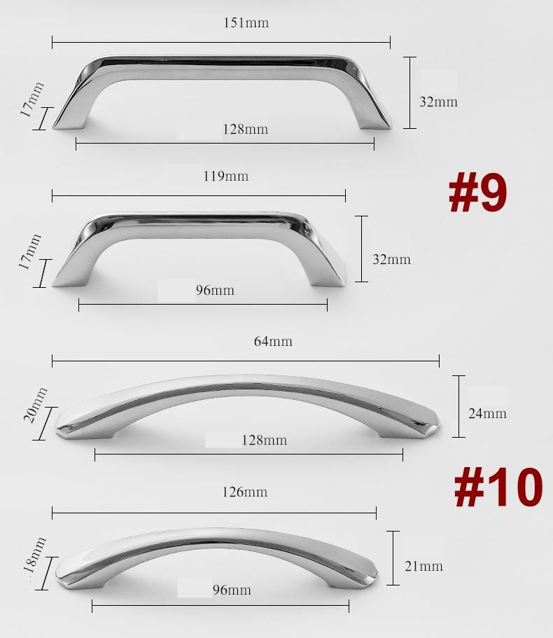 Sleek Chrome Solid Brass Cabinet Handles Knobs Modern Minimalist Design Kitchen Bathroom Dresser Drawers Furniture Renovation Projects