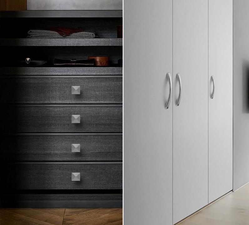 Sleek Chrome Solid Brass Cabinet Handles Knobs Modern Minimalist Design Kitchen Bathroom Dresser Drawers Furniture Renovation Projects