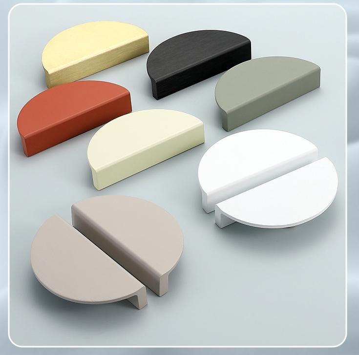 Semi-Circle Metal Cabinet Handles Modern Matte Drawer Pulls in Pastel Neutral Colors Minimalist Furniture Knobs Kitchen Wardrobes Dressers