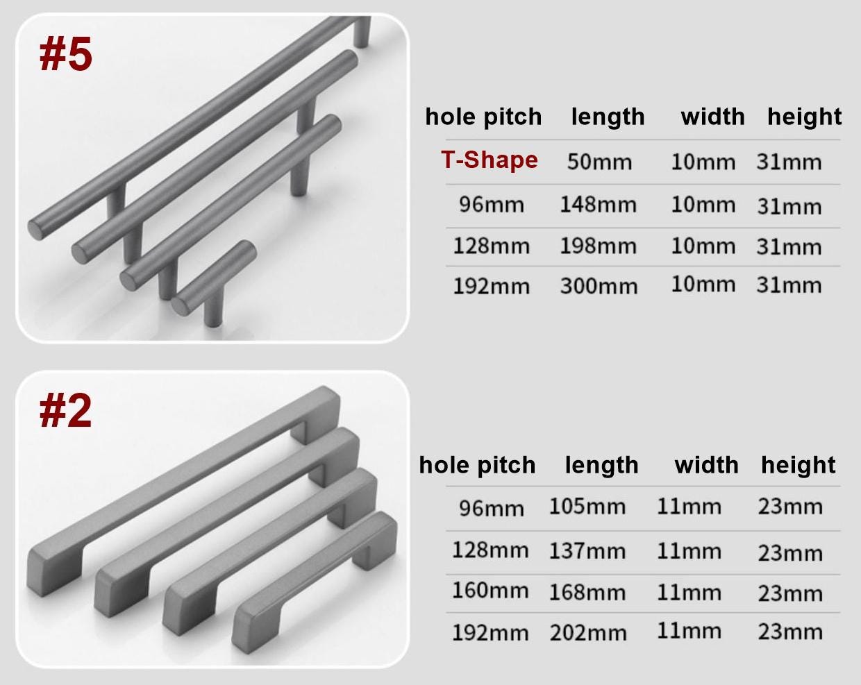 Alloy Geometric Cabinet Pulls & Knobs - Modern Furniture Hardware - #2 - 96mm / 1pc