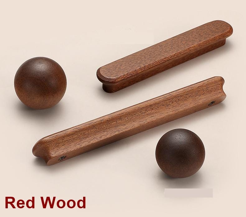 Scandinavian Wooden Cabinet Drawer Pulls And Knobs Natural Light Dark Wood Handles Kitchen Wardrobe Closet Cupboard Dresser Furniture