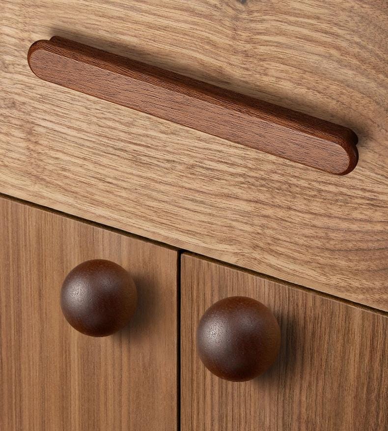 Wood Round Cabinet Pulls & Knobs - Rustic for Cabinets & Drawers - Red Wood - 64mm / 1pc