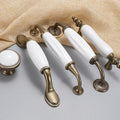 Classic Antique Bronze Metal Cabinet Drawer Pulls And Knobs With White Ceramic Handles Vintage Furniture Kitchen Wardrobe Closet Cupboard