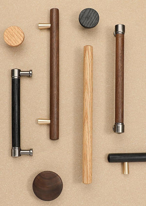 Wood Cabinet Pulls & Knobs - Black Finish for Cabinets & Drawers - #5 - 128mm Black Oak / 1pc