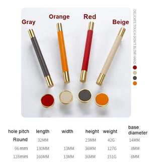 Solid Brass Round Cabinet Pulls & Knobs - Gold Finish for Cabinets - 96mm Orange / 1pc